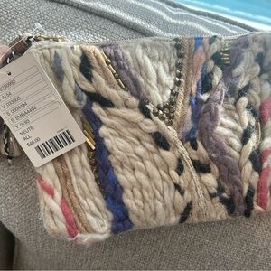 NWT Anthropologie Cream and Pink Artistic Clutch